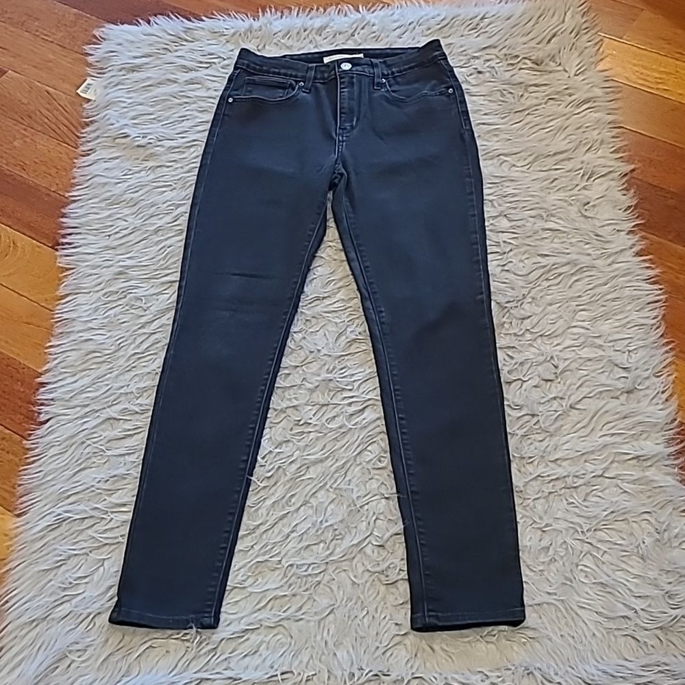Levi's 721 high‎ rise skinny black cotton stretch jeans size 28